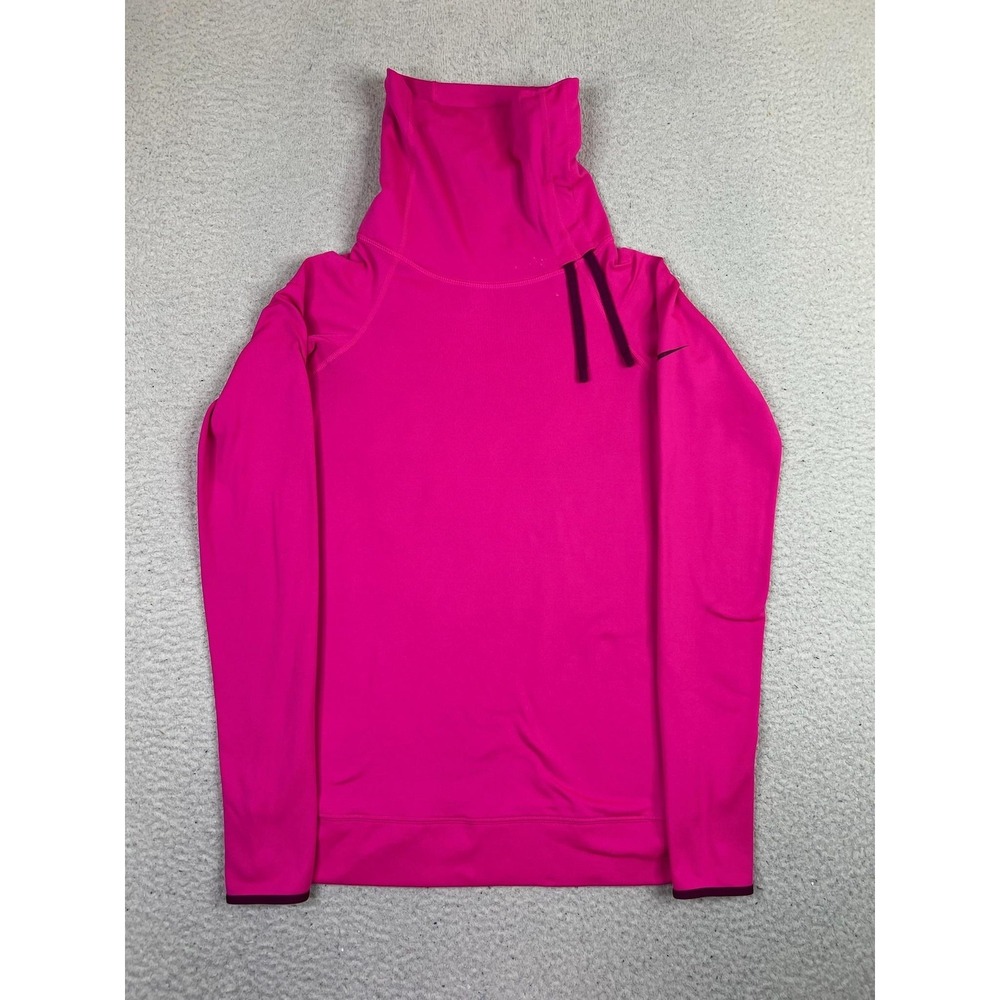 Nike Pro Dri-FIT Pullover Womens Small Pink Funnel Neck Training 604947-668
